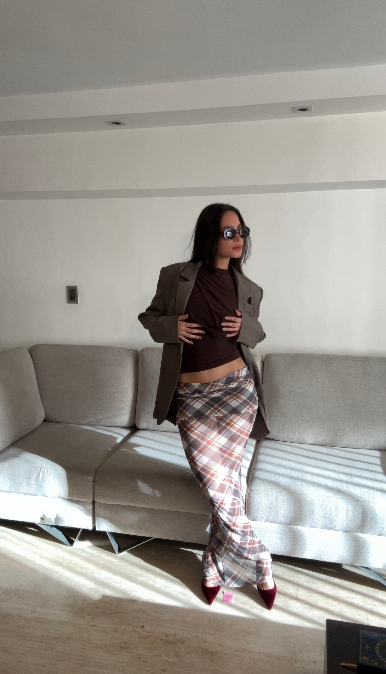 Falda chifon de cuadros