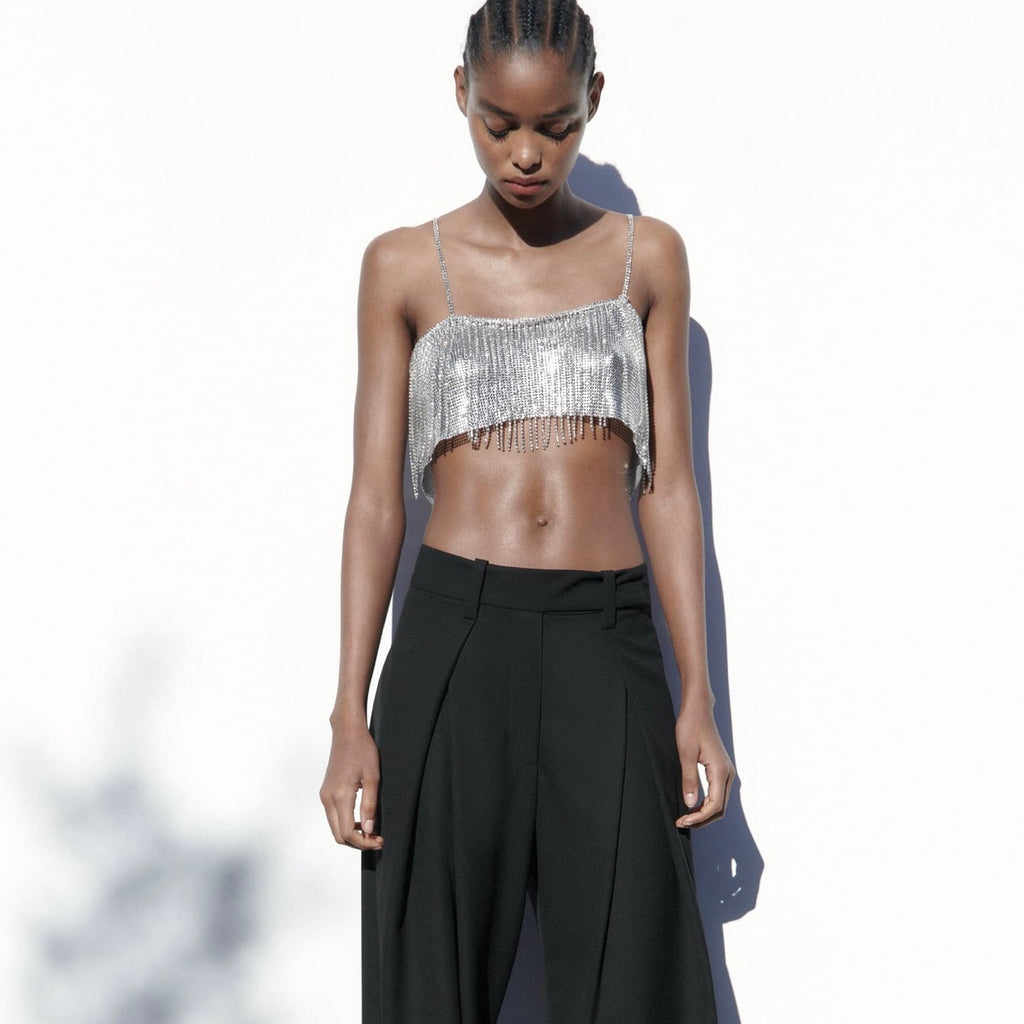 Top crop flecos de brillos