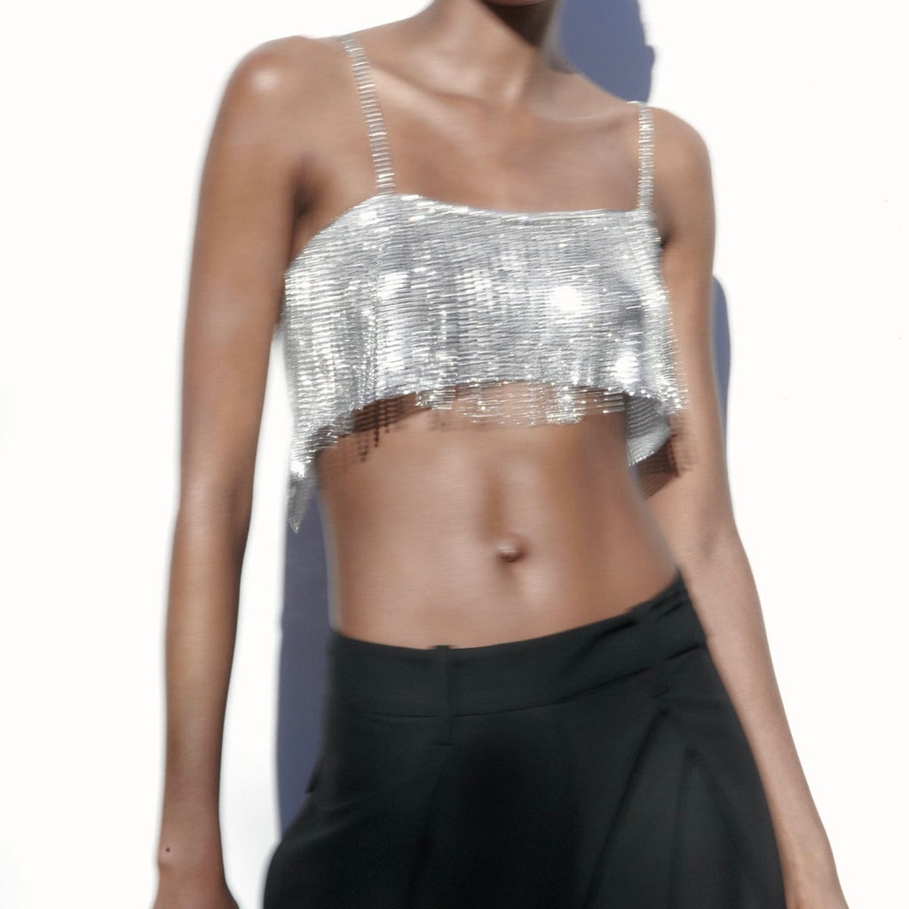Top crop flecos de brillos