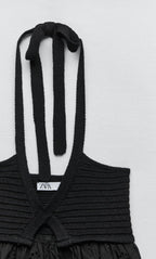 Vestido punto combinado con bordado