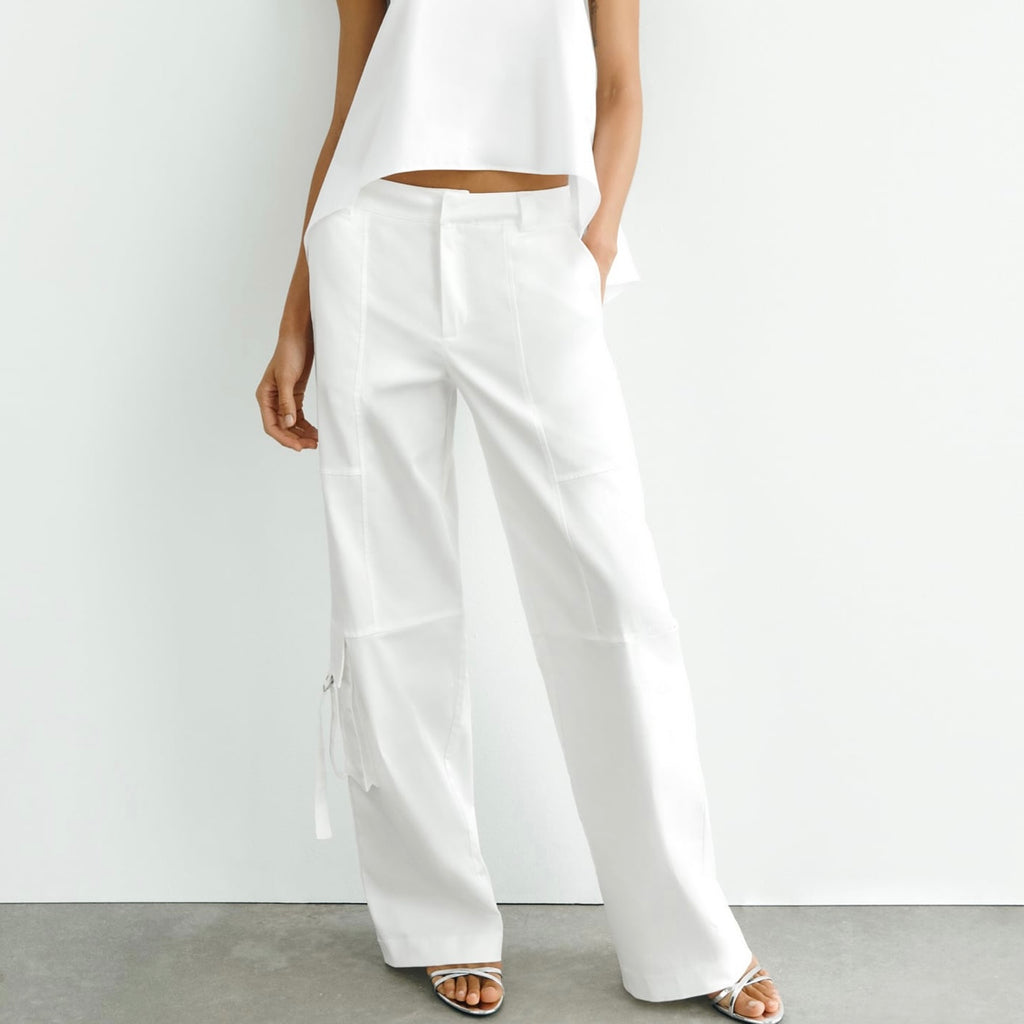 Pantalón cargo satinado