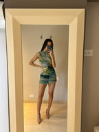 Vestido tul estampado multicolor