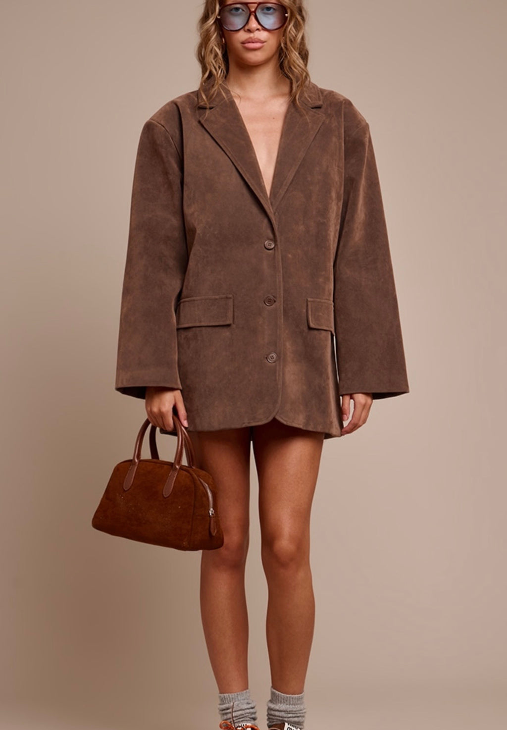 Vestido blazer de ante