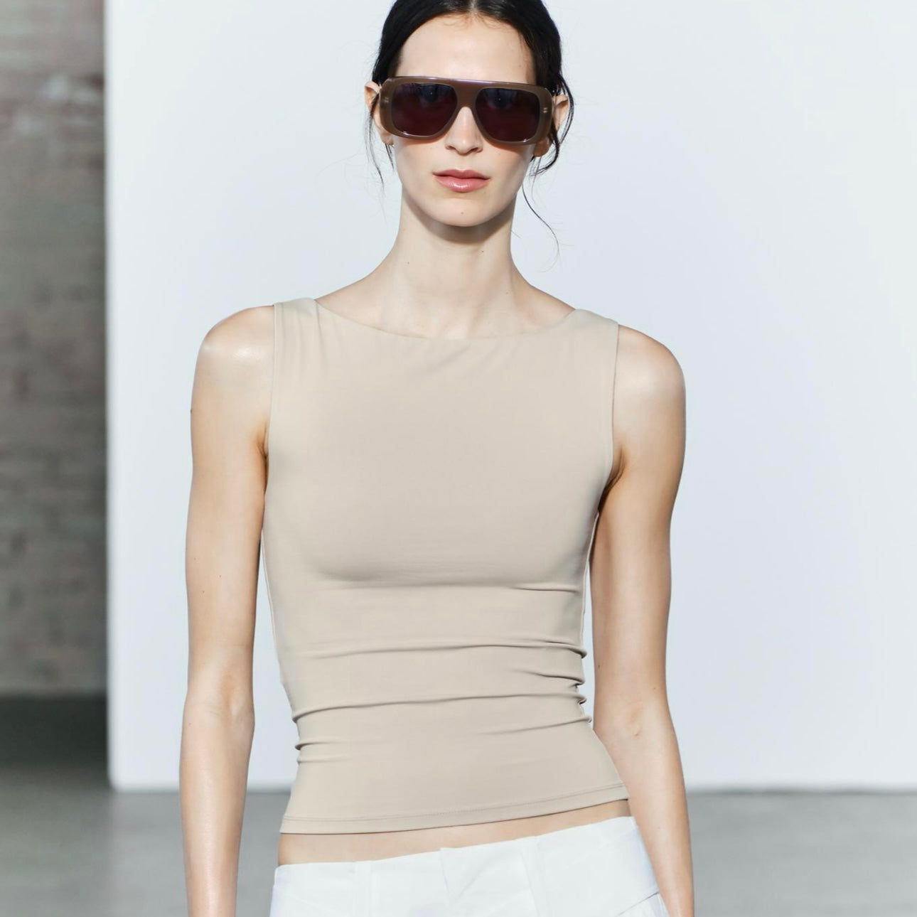 Top poliamida cuello barco