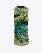 Vestido tul estampado multicolor