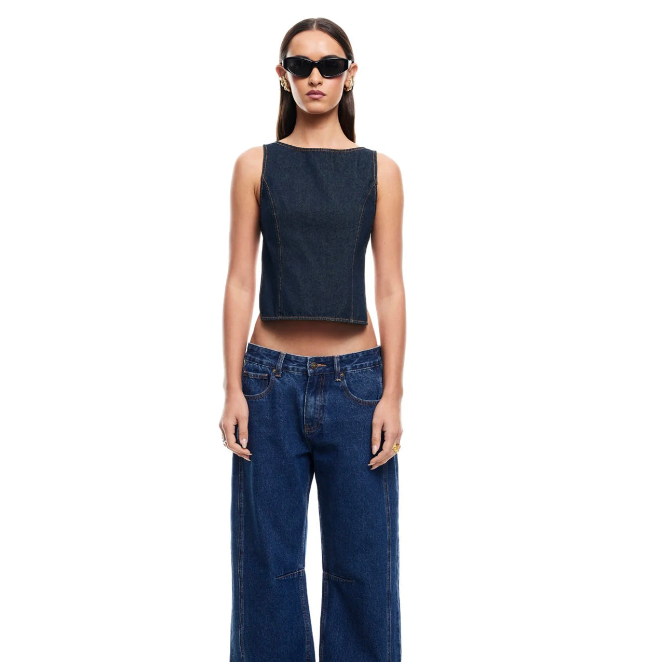 Rider backless top indigo