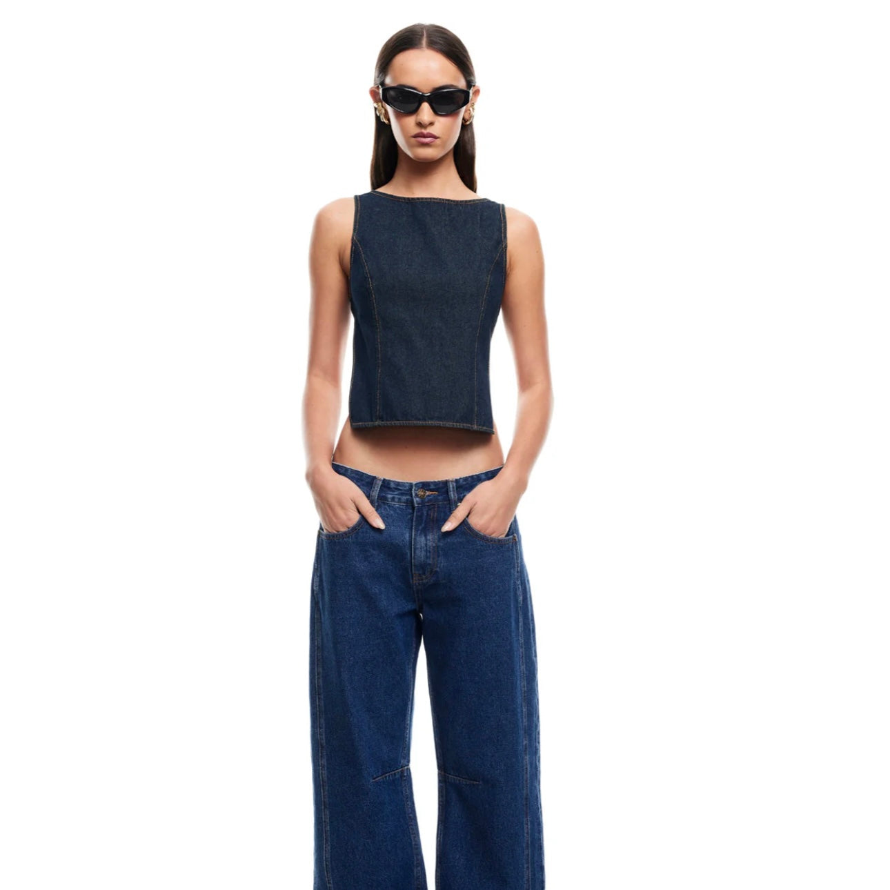 Rider backless top indigo